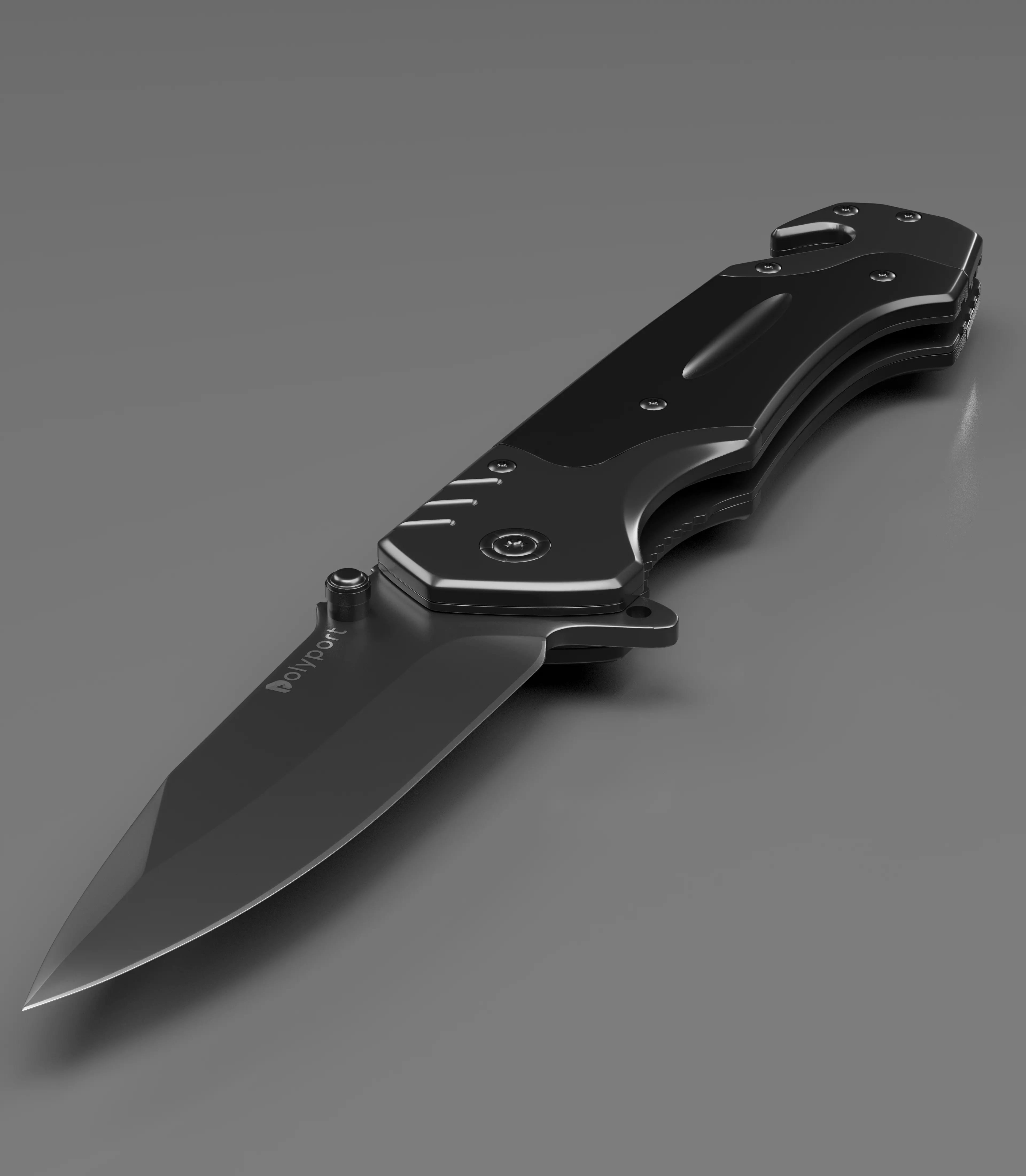 Animated Tactical Black Folding Knife Modern Pocket Knife 3D model