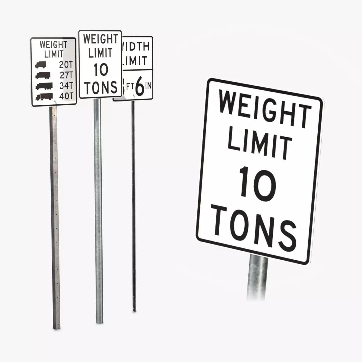Road Signs - Weight Limit Low-poly 3D model