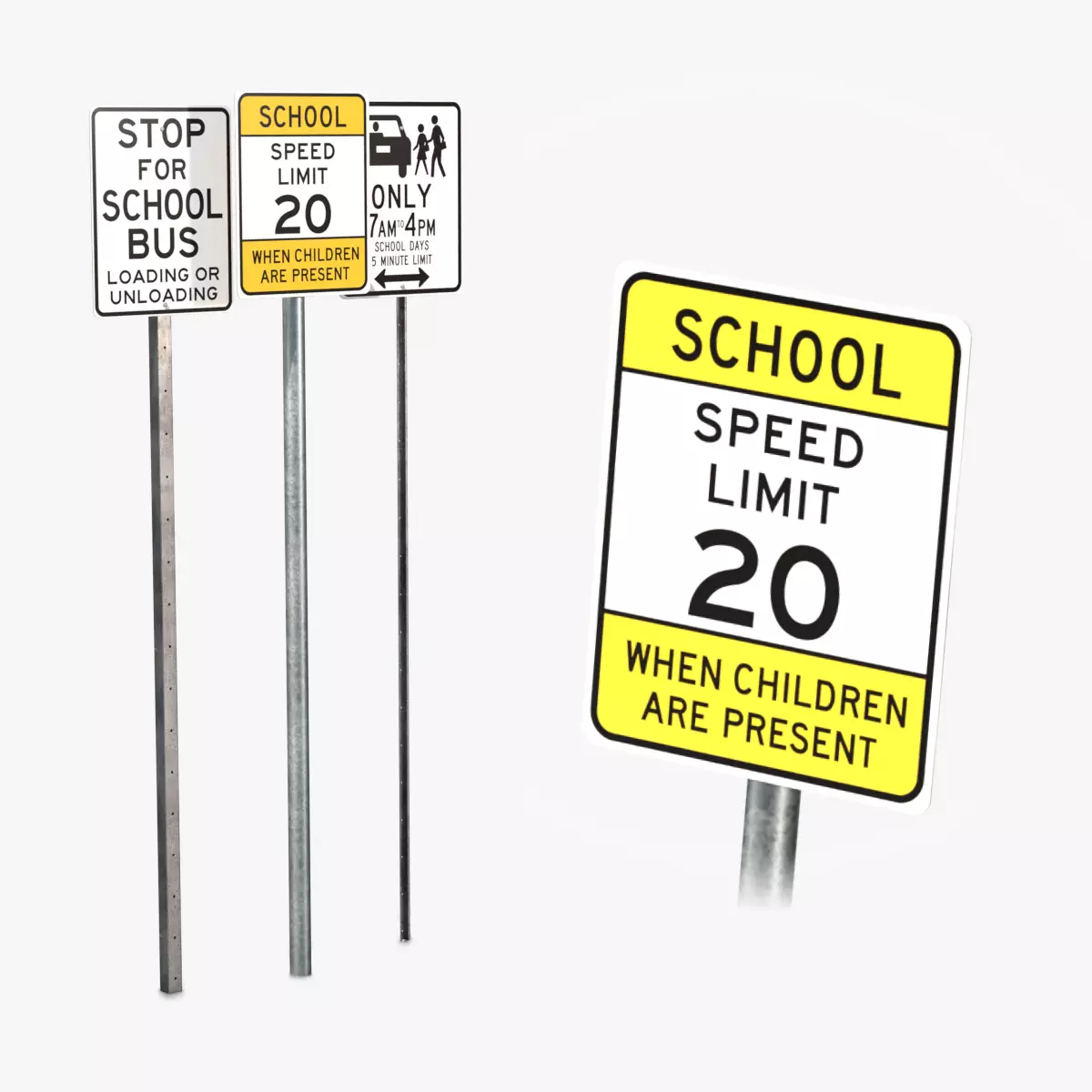 Road Signs - Regulatory School Zone Low-poly 3D model