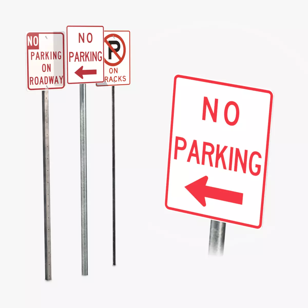 Road Signs - Regulatory Parking Restrictions Low-poly 3D model