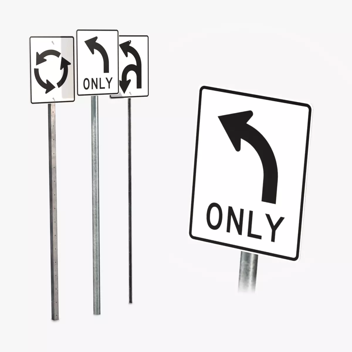 Road Signs - Regulatory Lane Control Low-poly 3D model