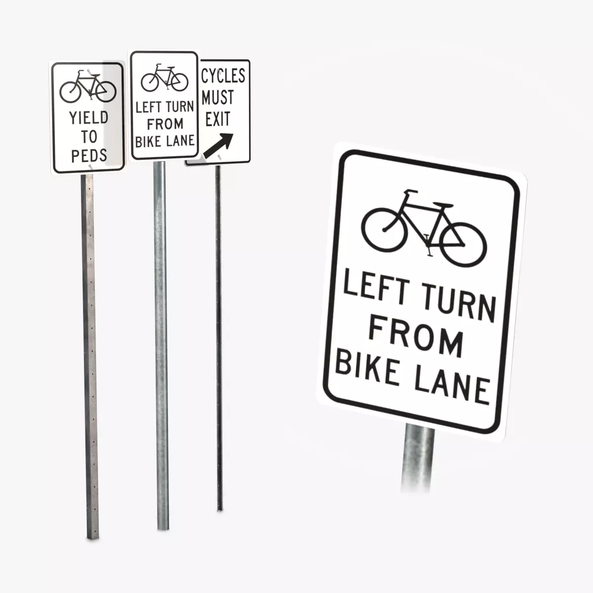 Road Signs - Regulatory Bicycle Facilities Low-poly 3D model