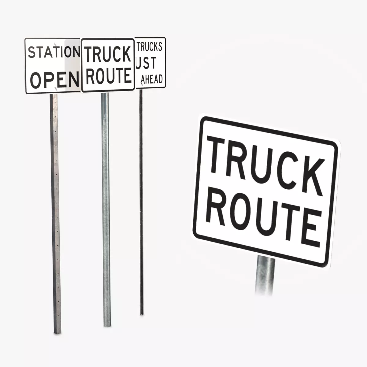 Road Signs - Truck And Weigh Stations Low-poly 3D model