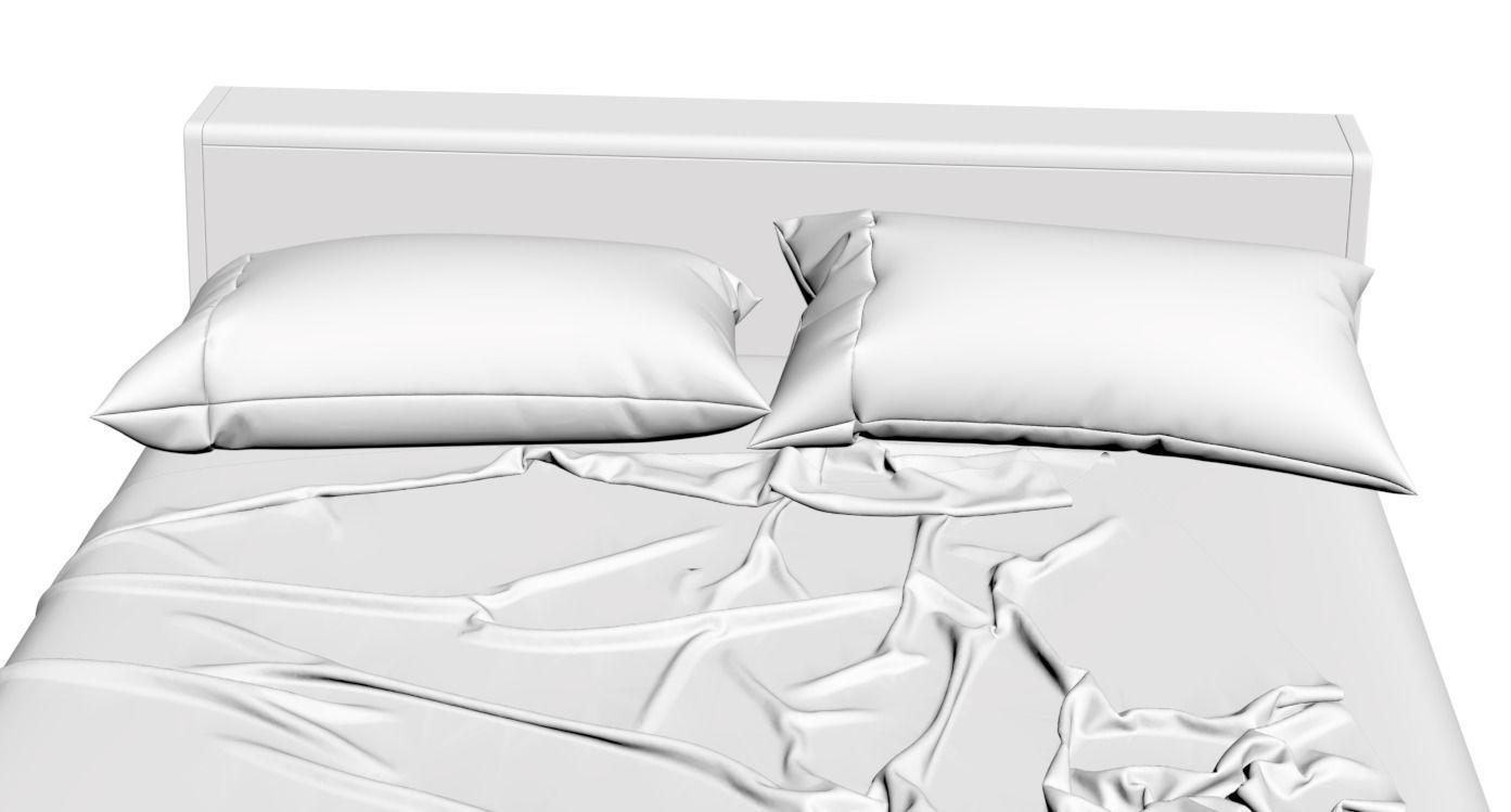 Pillows and bedspread on the bed 3D model_3