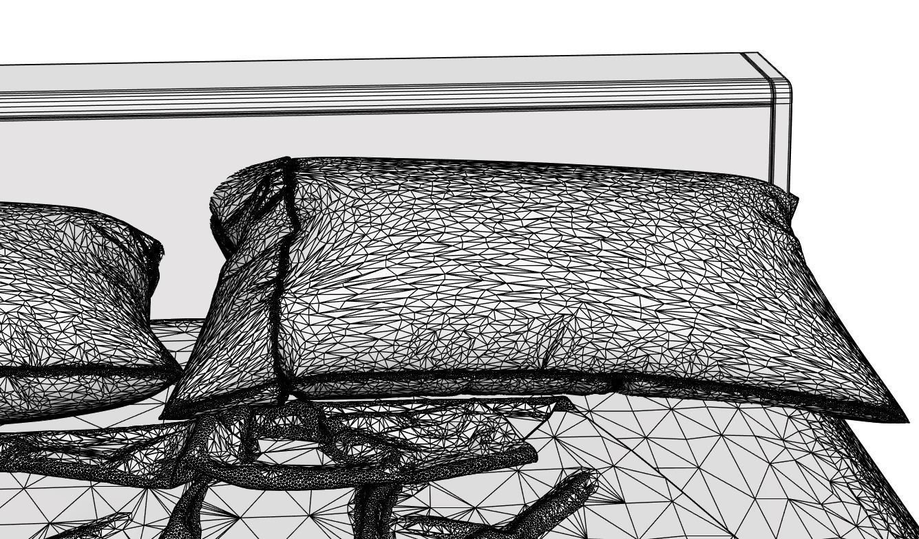 Pillows and bedspread on the bed 3D model_6