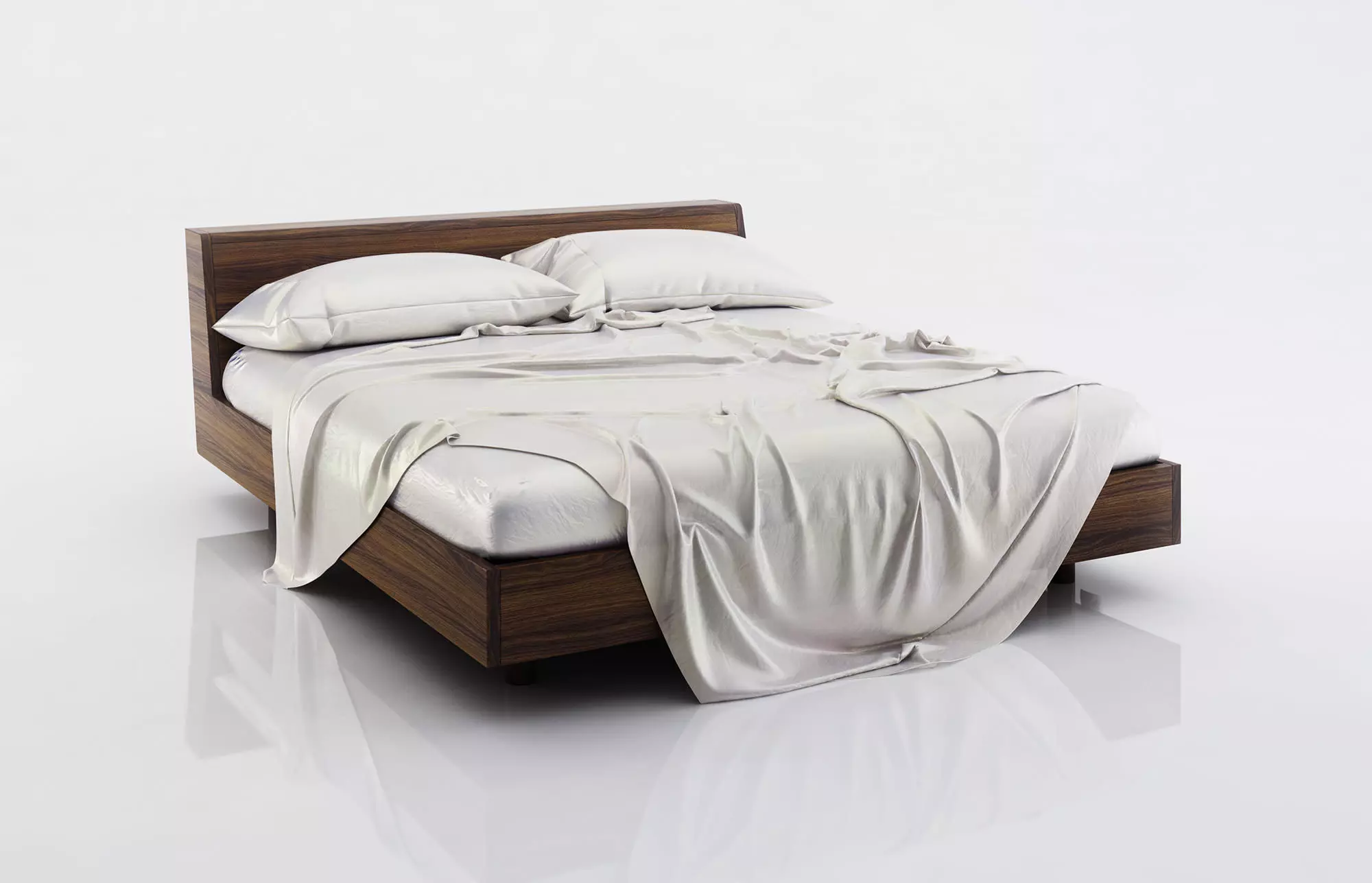 Pillows and bedspread on the bed 3D model_0