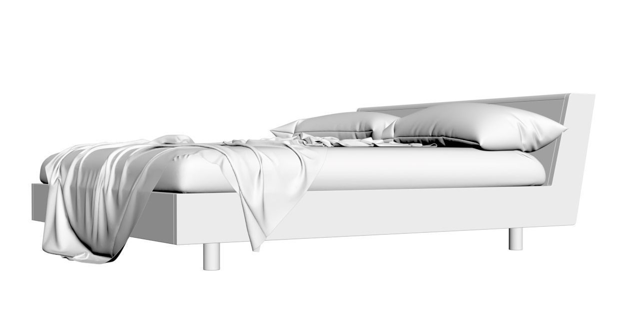 Pillows and bedspread on the bed 3D model_1