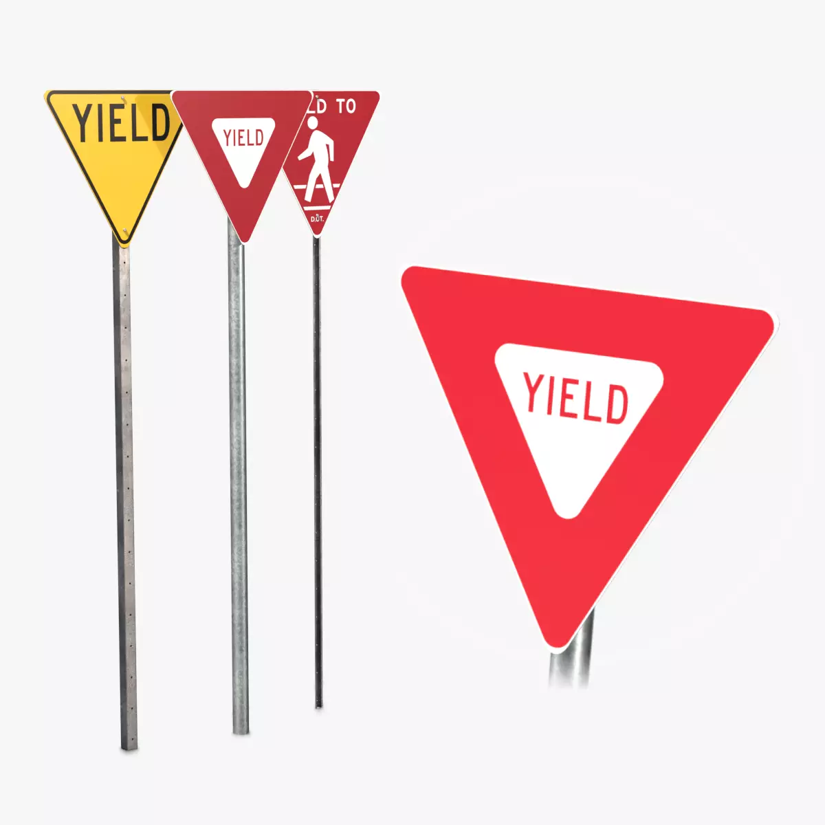 Road Signs - Yield Low-poly 3D model