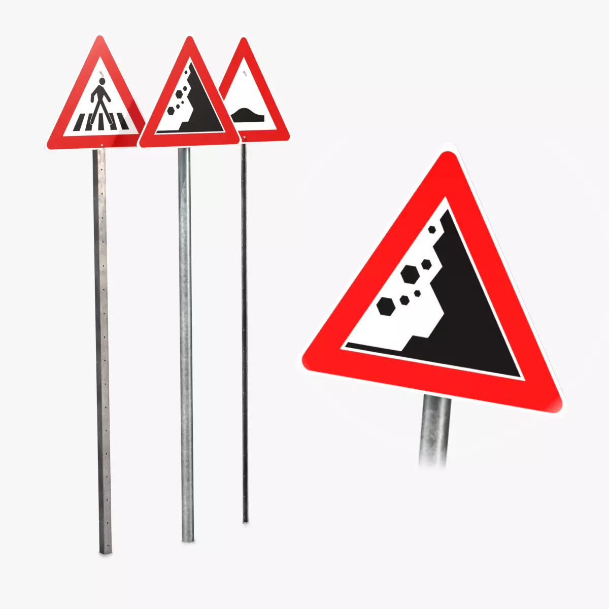 Road Signs - Triangle Warning Low-poly 3D model