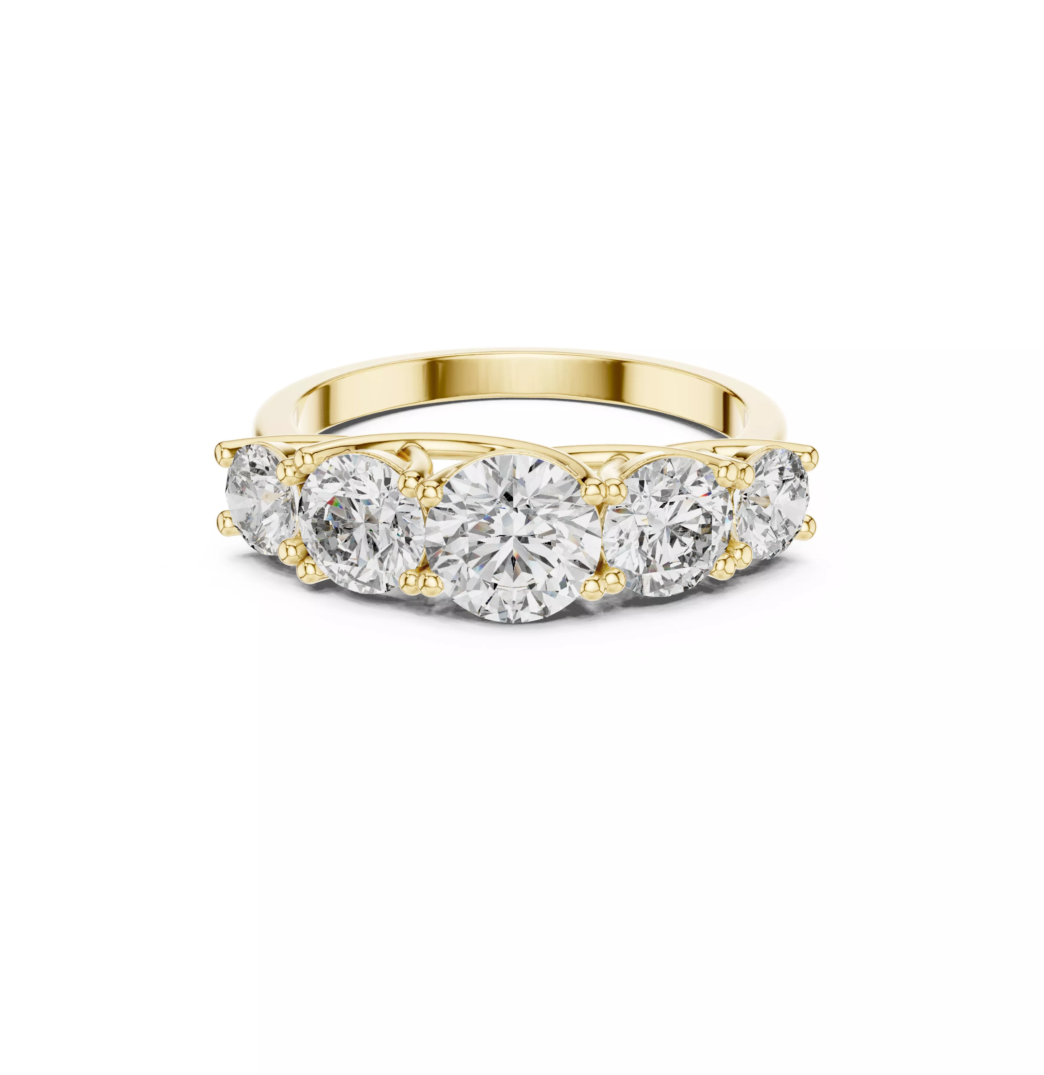 Five Stone Diamond Band Round Brilliant Anniversary Ring CAD 3D print model