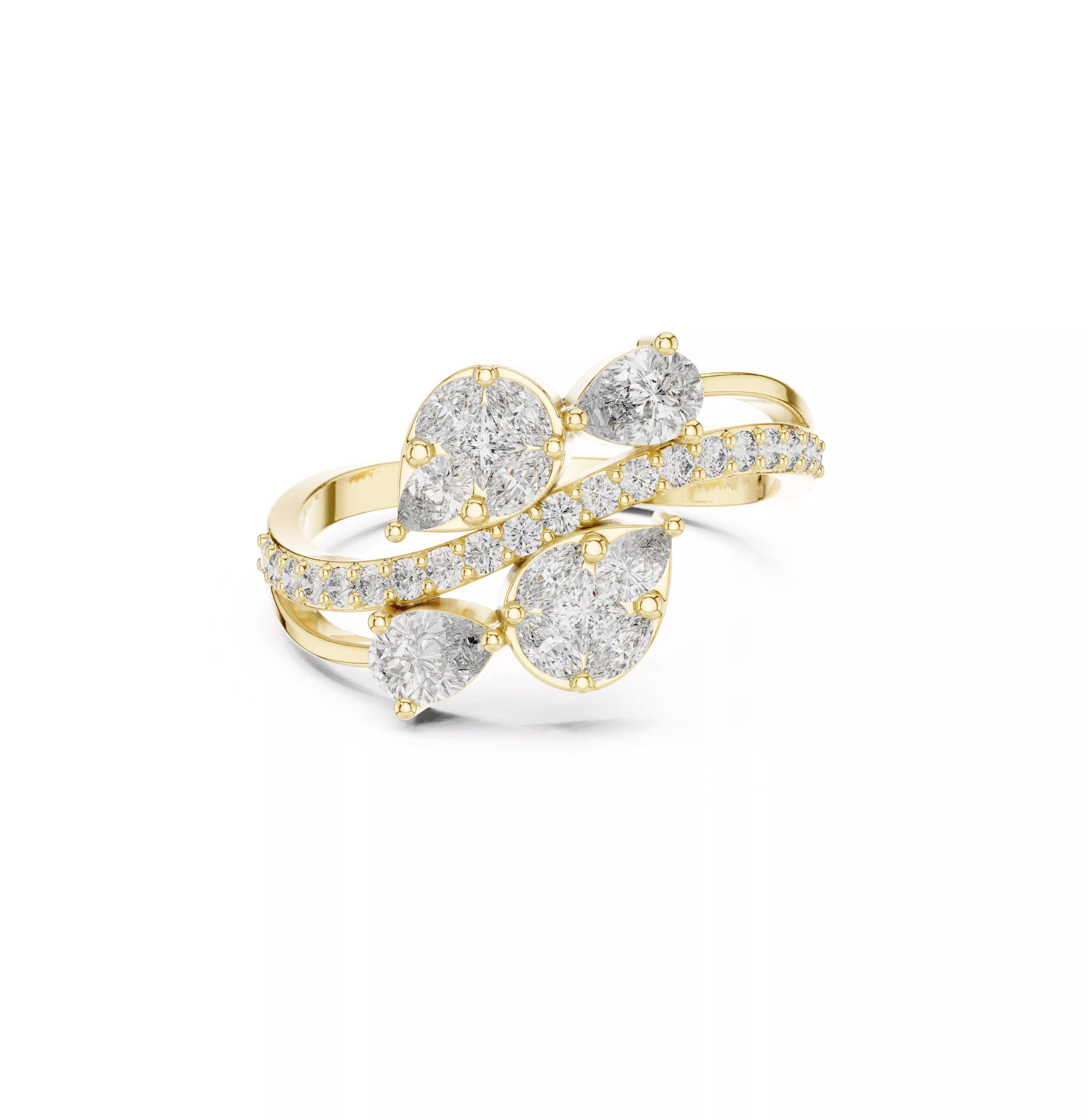 Premium Diamond Band Gold Wedding Ring CAD R10058 3D print model
