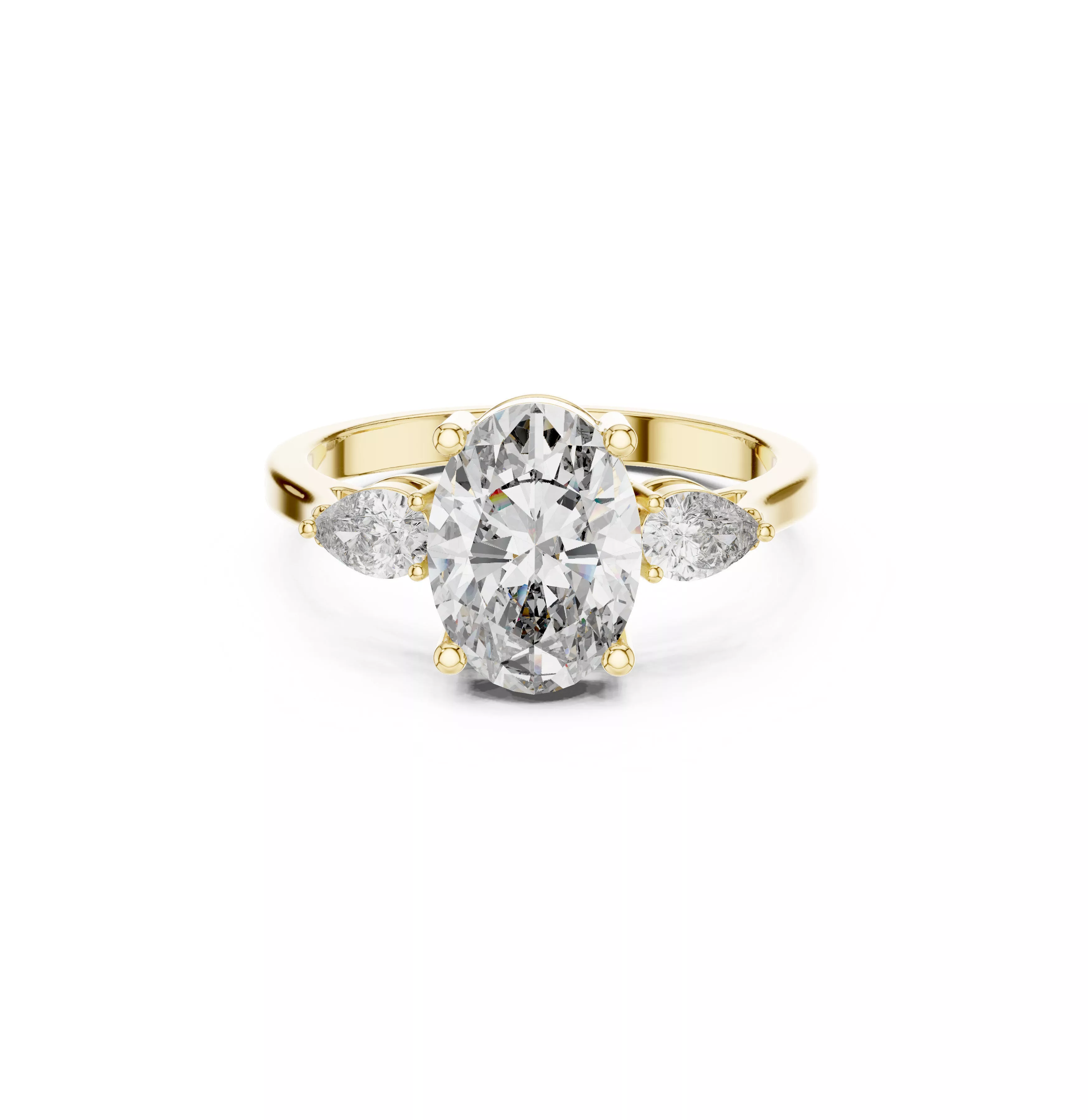 Oval Cut Three Stone Elegant Oval Diamond Bridal Engagement Ring 3D print model