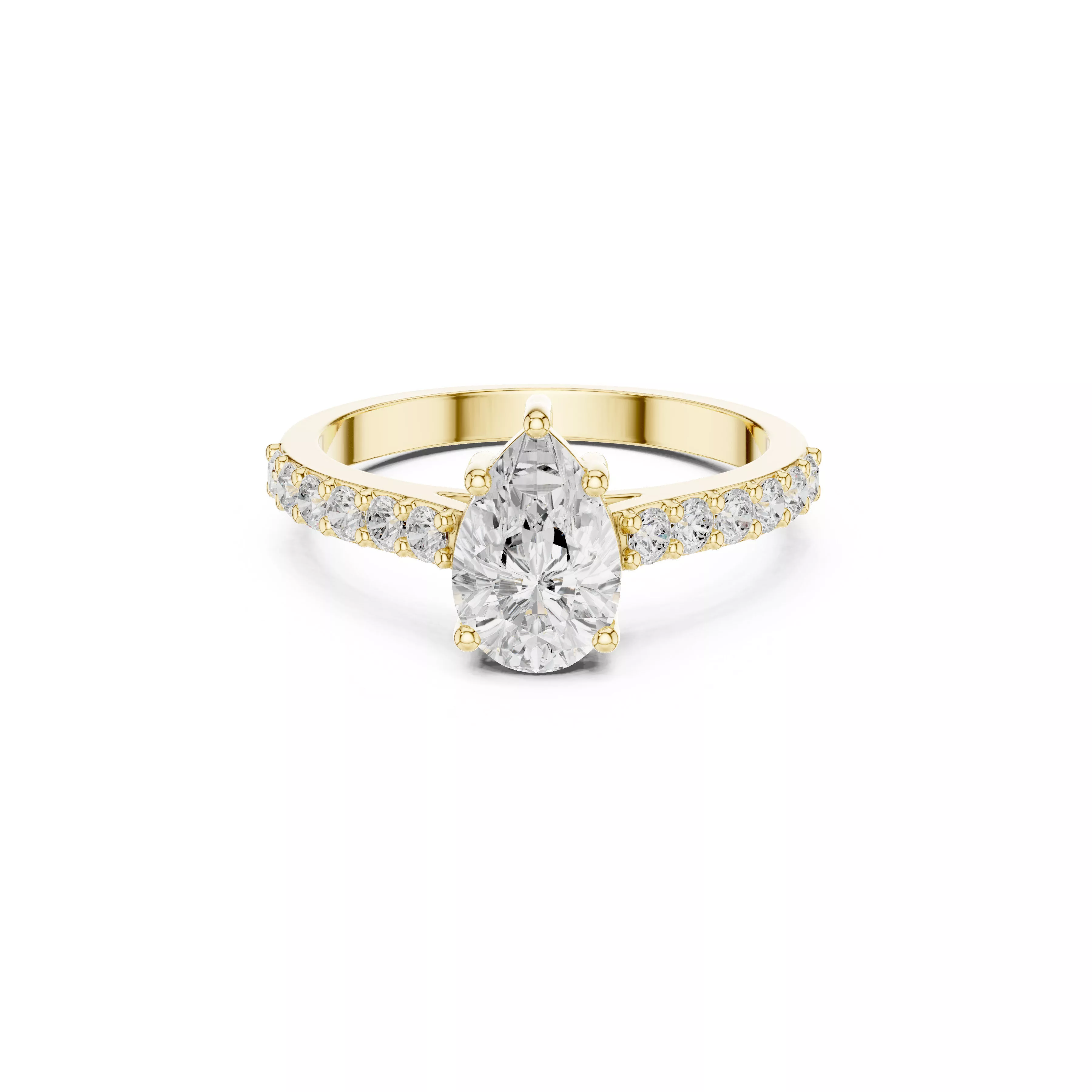 Elegant Pear Cut Pave Teardrop Diamond Bridal Engagement Ring 3D print model