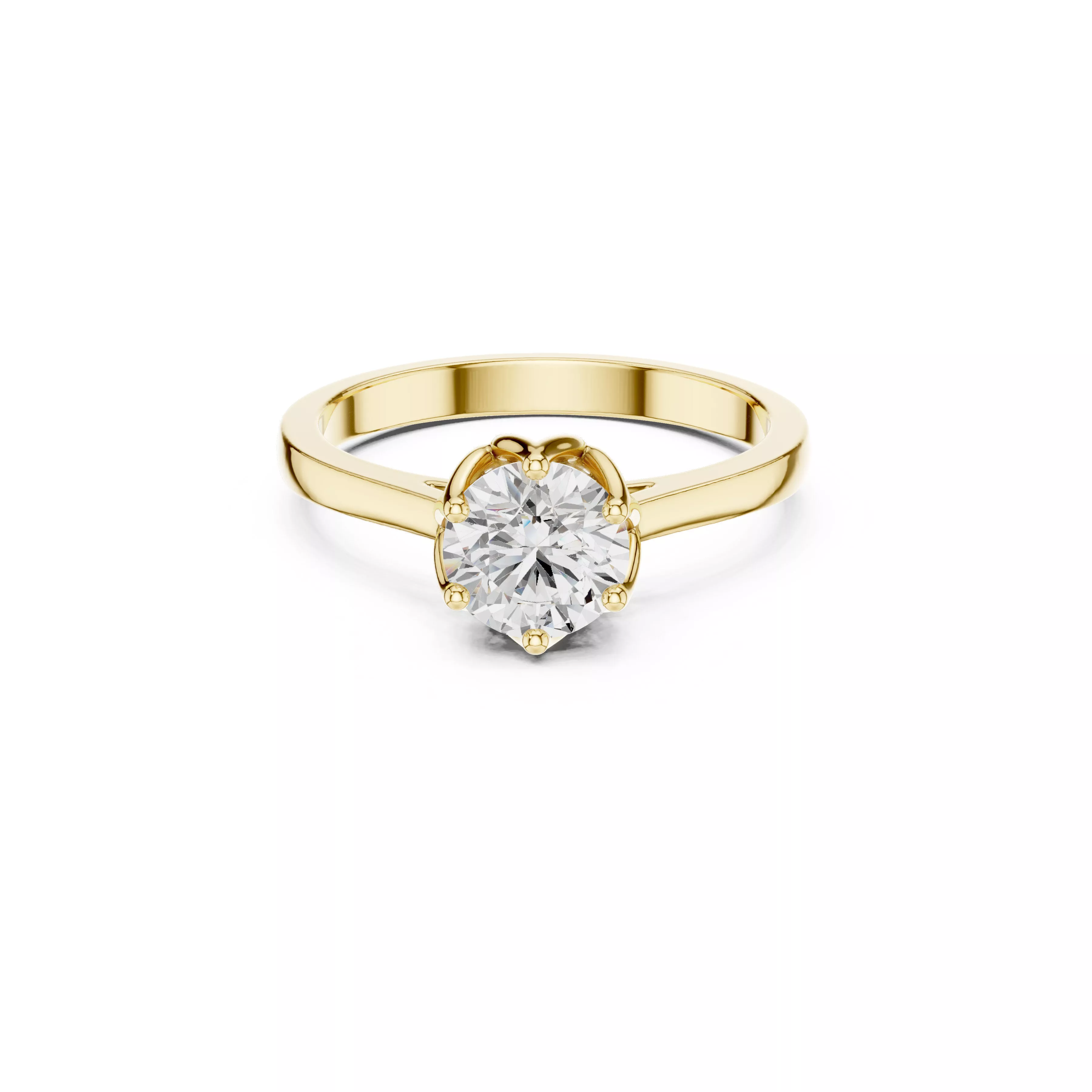 Round Cut Solitaire Engagement Ring Classic Minimal Gold Bridal 3D print model