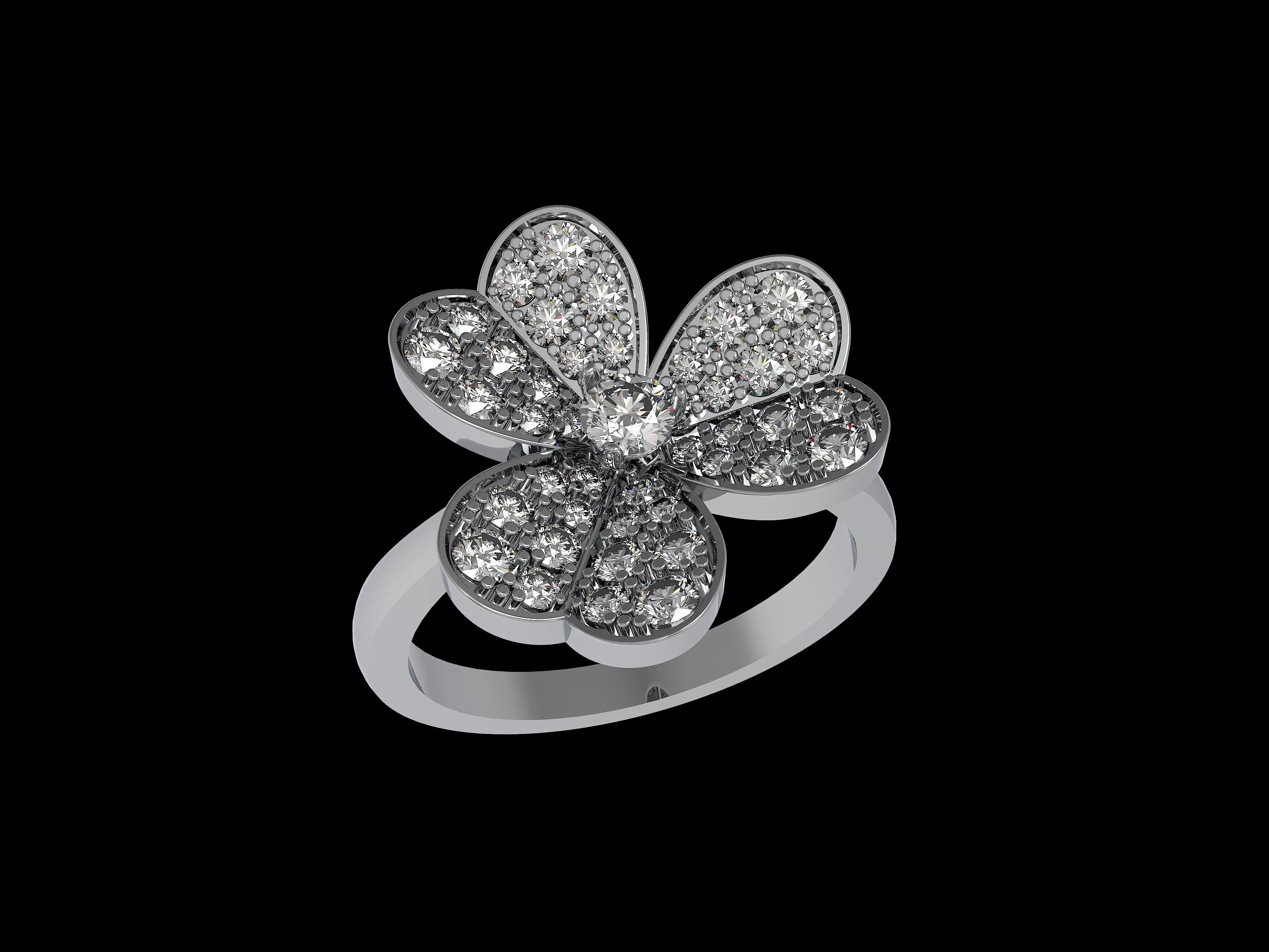 Flower butterfly ring 3D print model