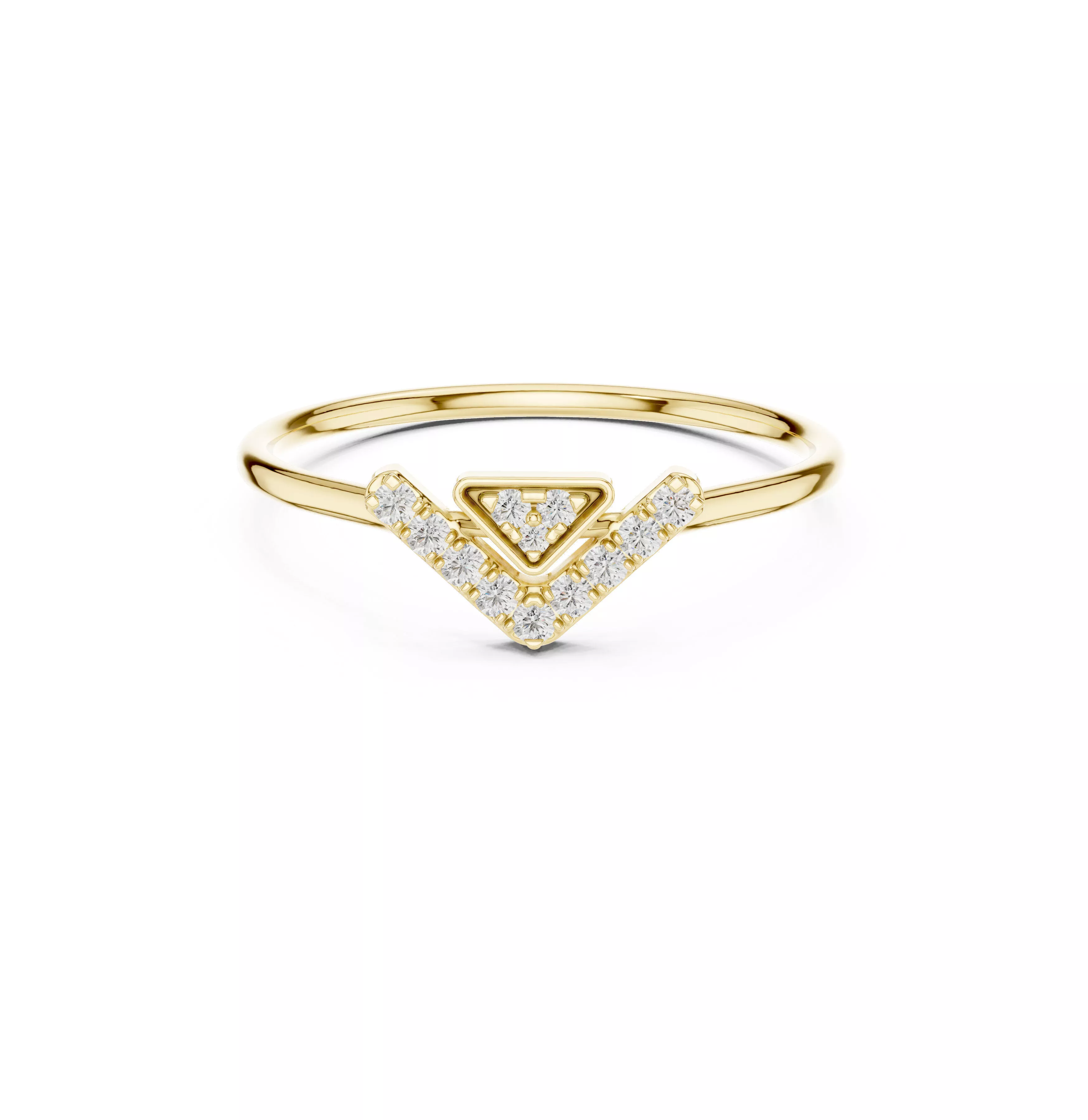 Chevron Triangle Ring Modern Geometric V Shape Diamond Ring CAD 3D print model