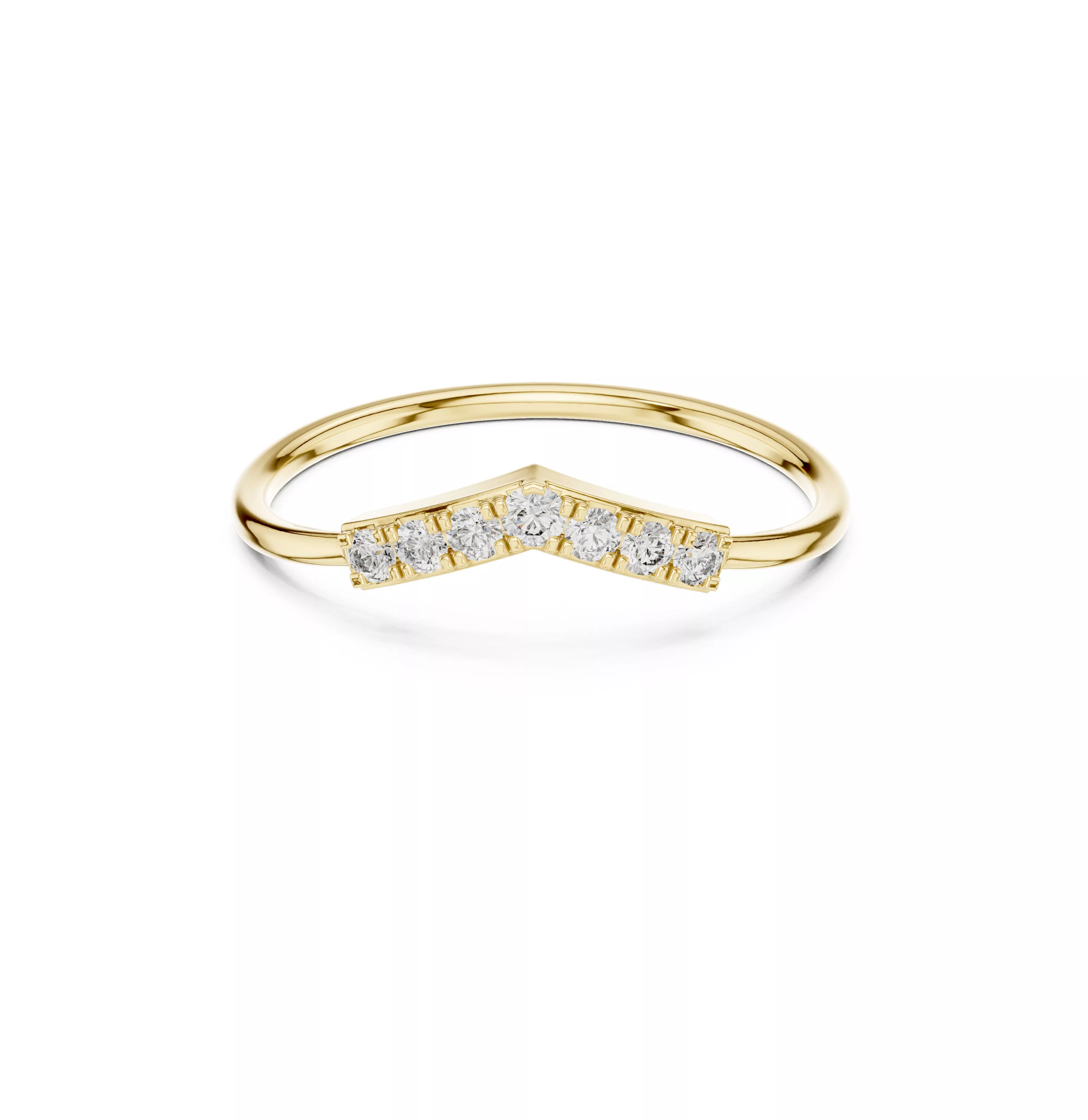 Diamond V Band Ring Minimalist Pave Chevron Wedding Ring CAD 3D print model