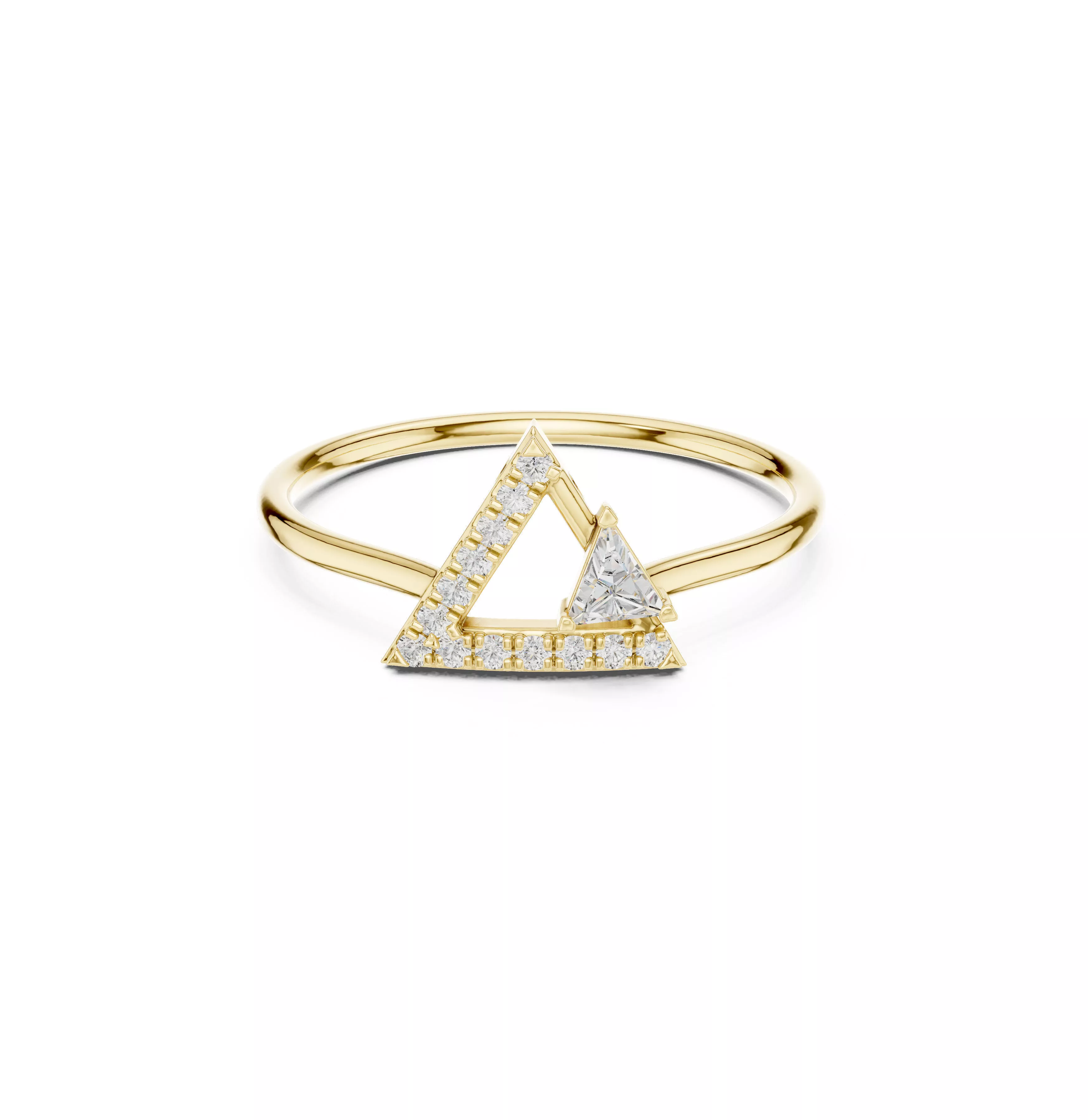 Geometric Triangle Diamond Modern Minimal Triangle Bridal Ring 3D print model