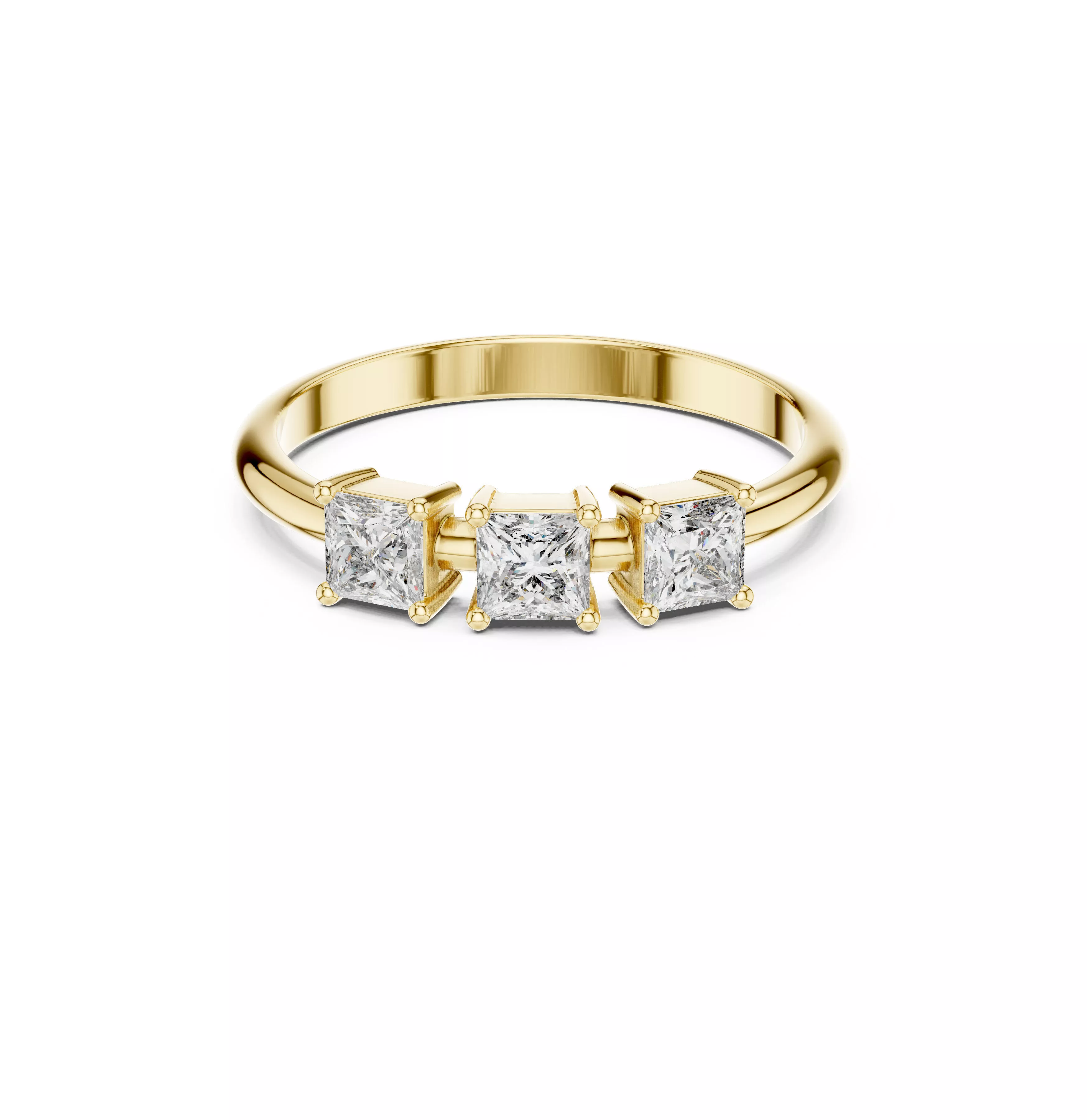 Princess Cut Engagement Ring Minimal Princess Diamond Ring CAD 3D print model