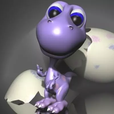 Baby dino cartoon RIGGED Low-poly 3D model