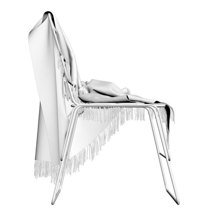 Blanket for a chair 3D model_2