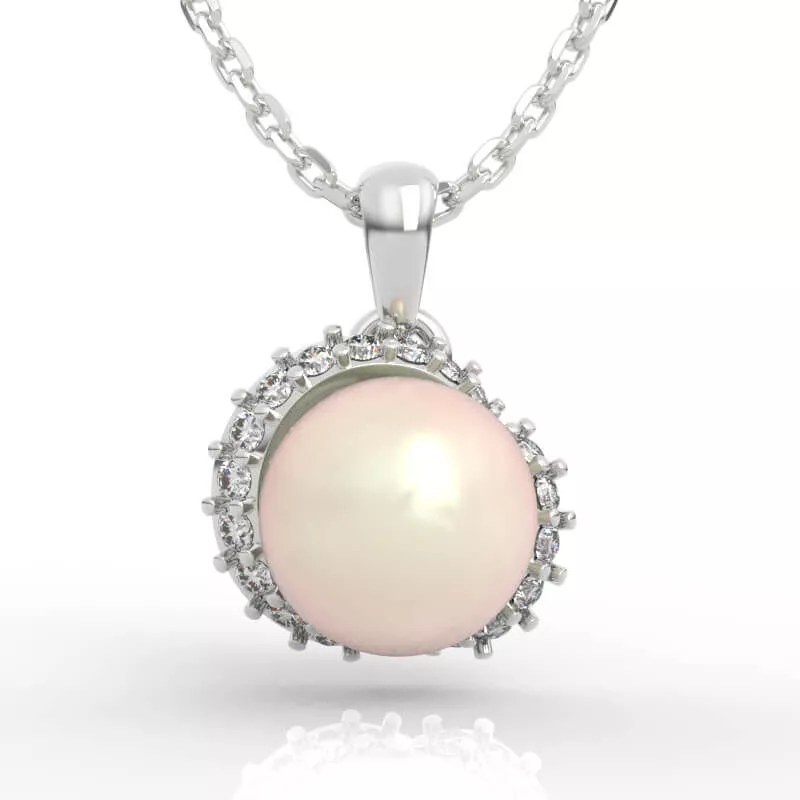 Crown Halo Pearl Pendant Necklace 3D print model