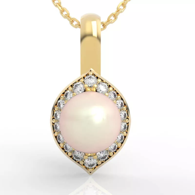 Contemporary Marquise Frame Diamond Pearl Jewelry Design 3D print model