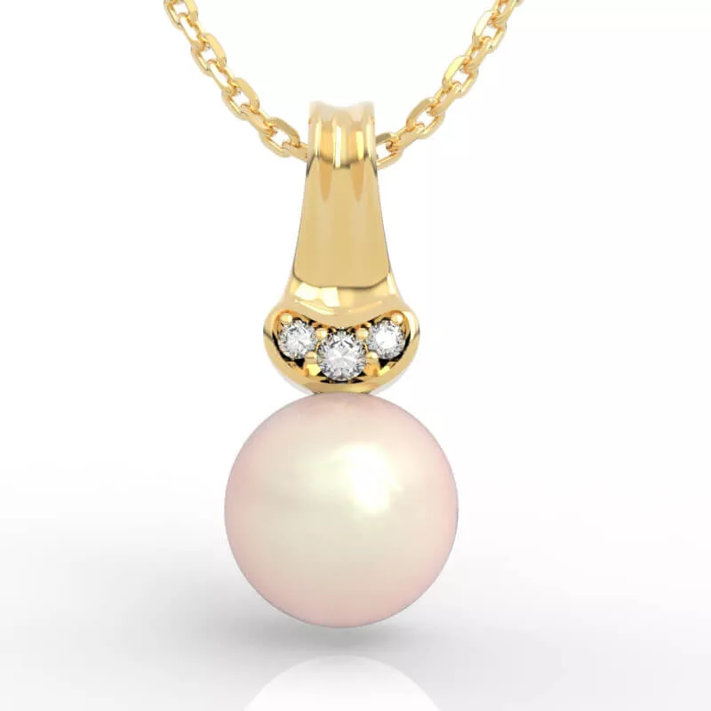 Minimalist Trio Diamond Pearl Drop Pendant Necklace 3D print model