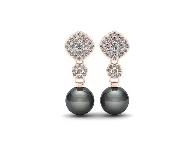 pearl and round diamond pave setting high jewelry earring