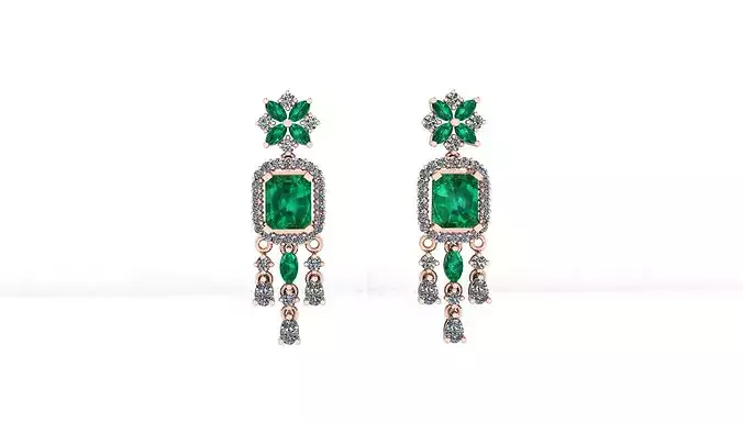 emerald cut halo high jewelry earring