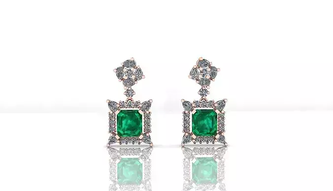 emerald cut and pear high jewelry earring
