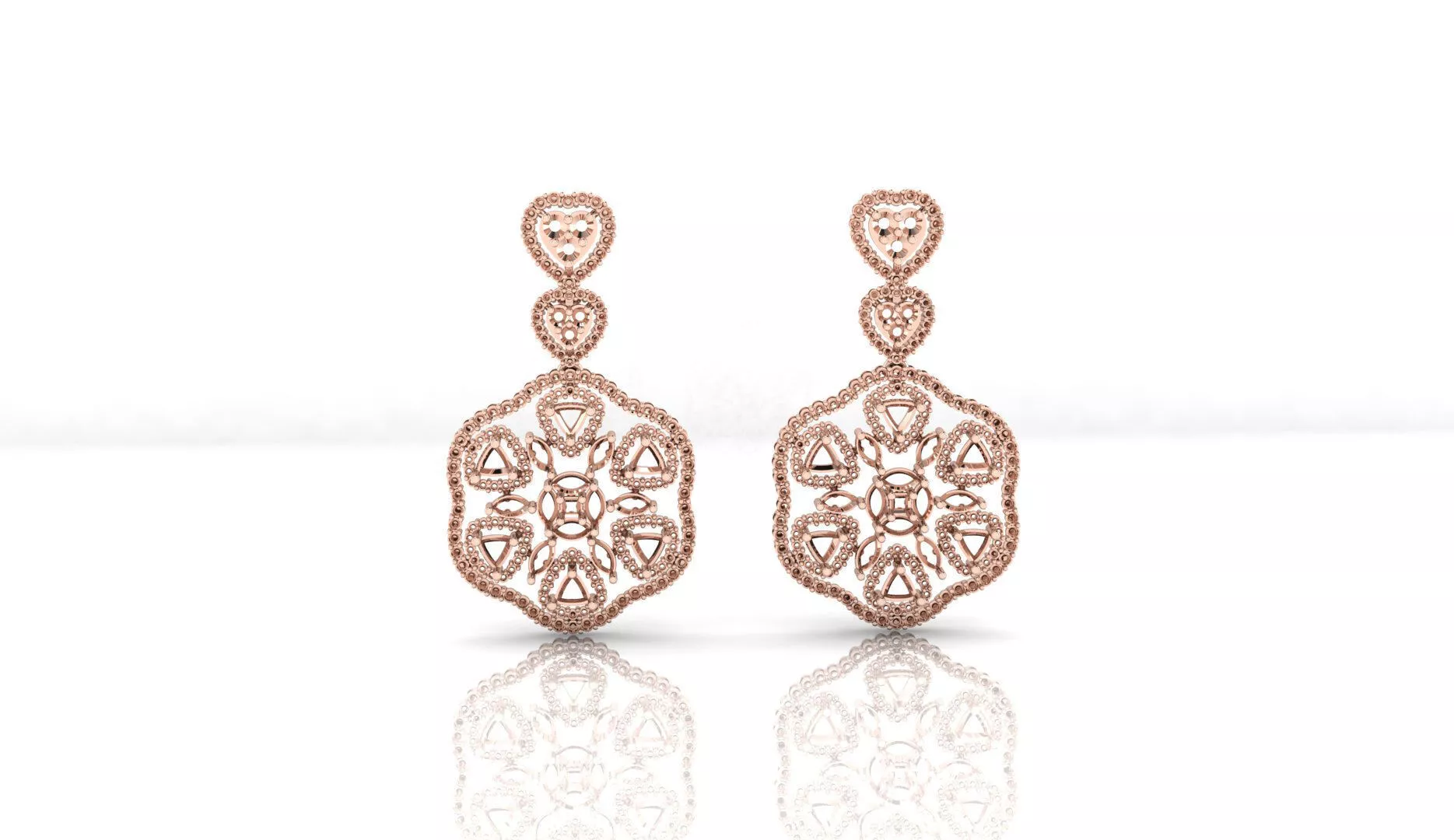 triangle marquise and prince high jewelry earring 3D print model