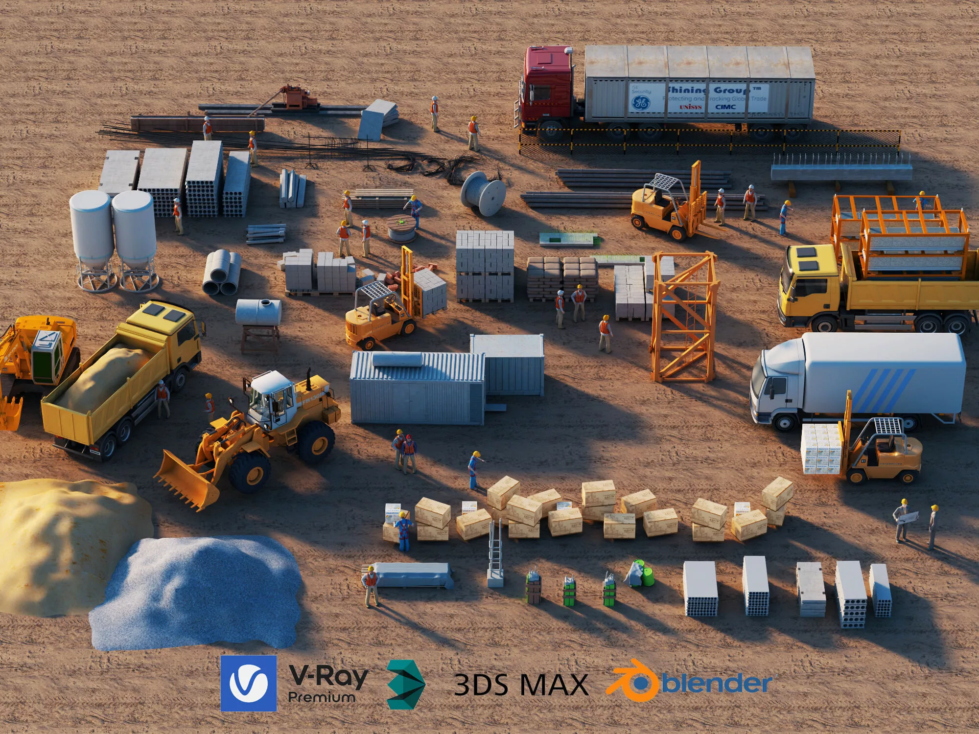 construction site Low-poly 3D model
