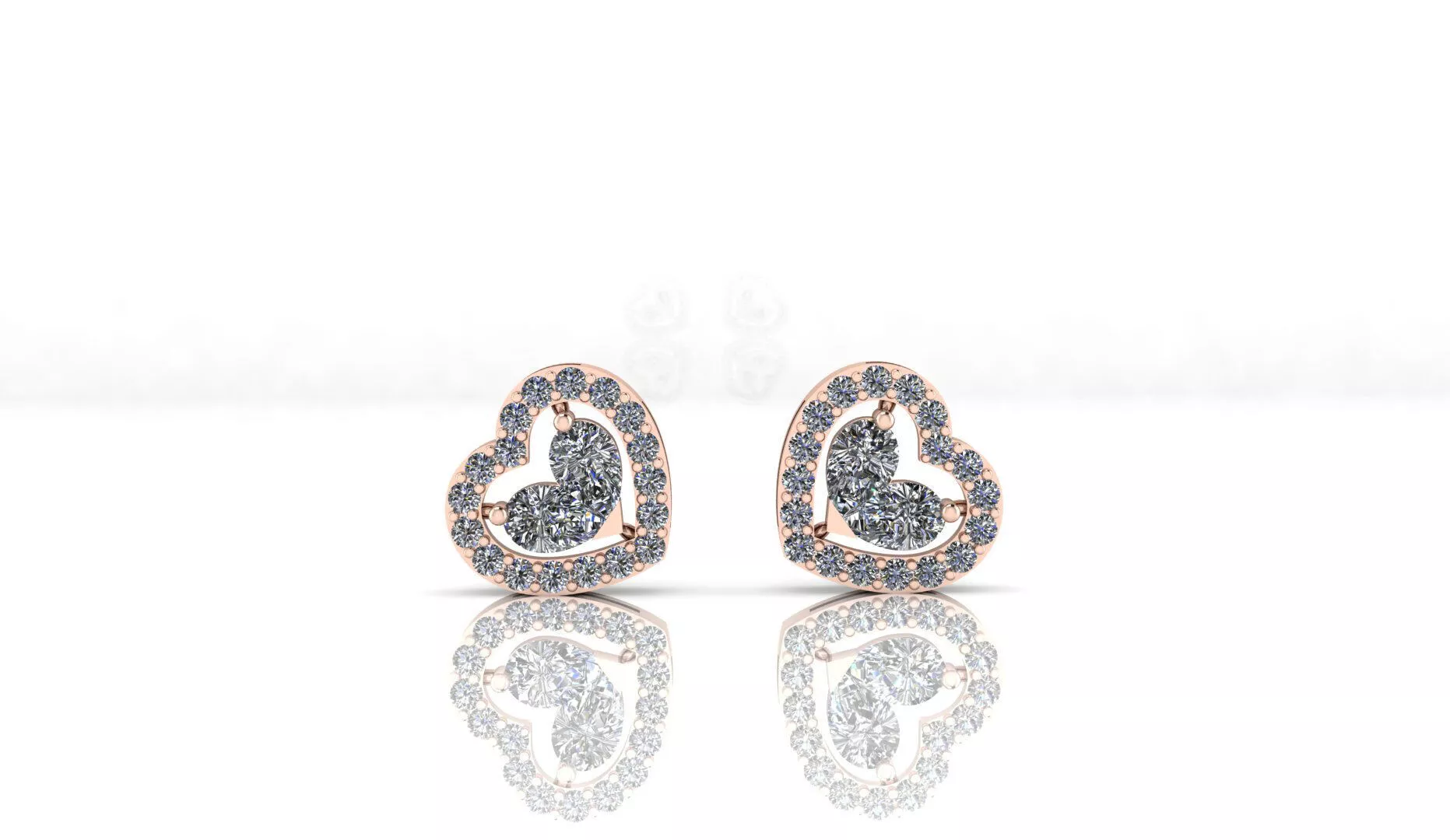 two pear illusion heat high jewelry earring 3D print model