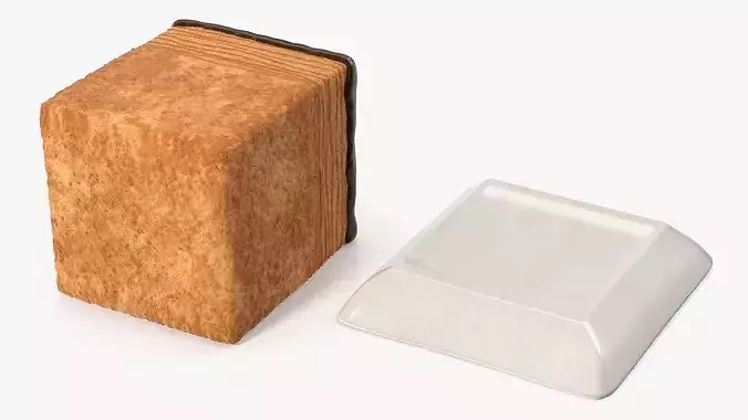 Cube Croissant Pastry with Raspberry on Plate 3D model 6