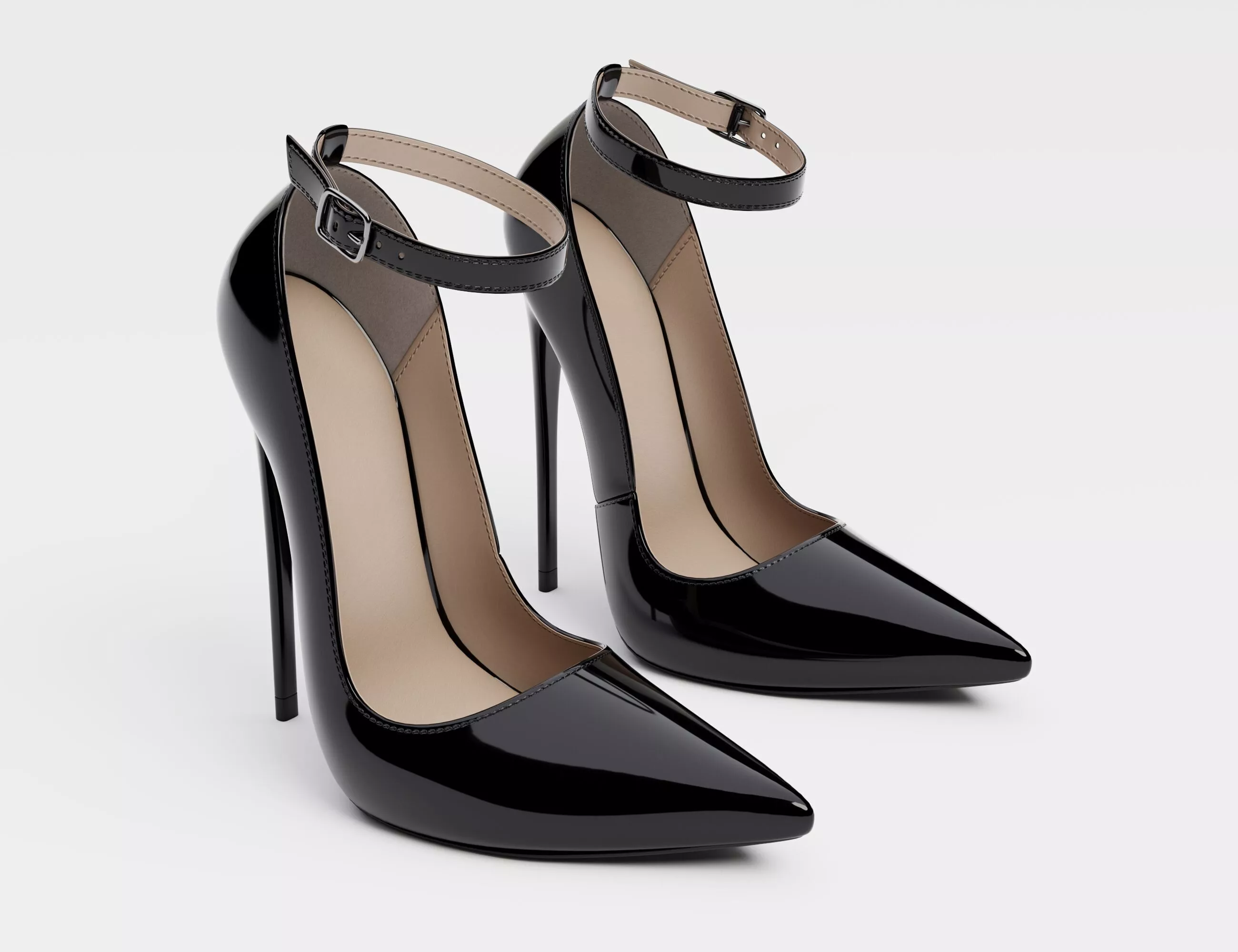 Patent leather stiletto high heel pumps Low-poly 3D model