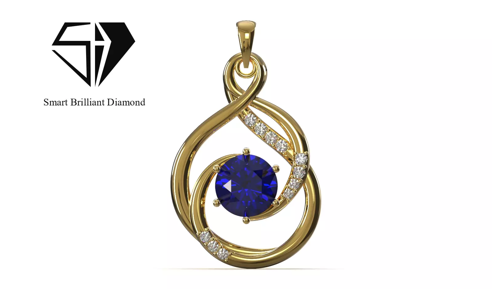 Royal Sapphire Infinity printable cad file Pendant jp0456 3D print model