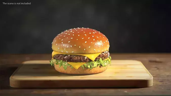 Sesame Bun Beef Burger 3D model 2