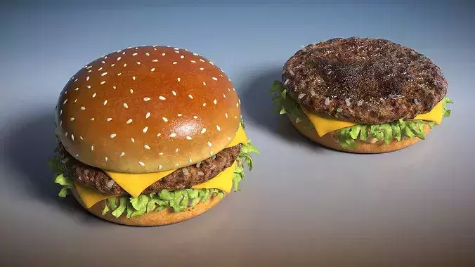 Sesame Bun Beef Burger 3D model 3
