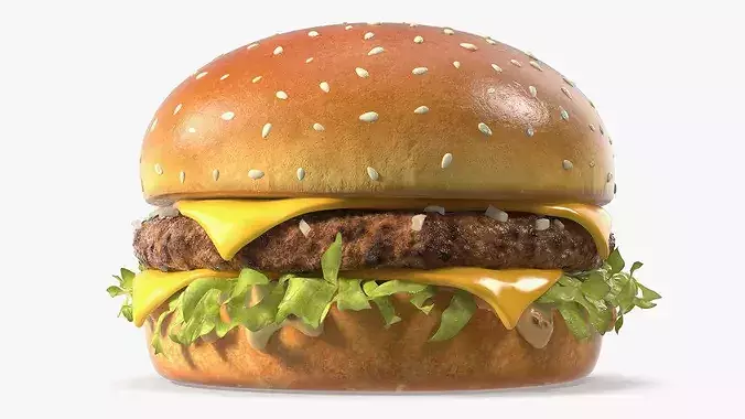 Sesame Bun Beef Burger 3D model 4