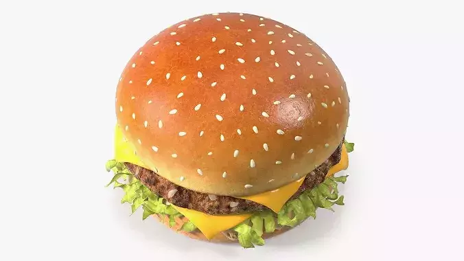 Sesame Bun Beef Burger 3D model 5