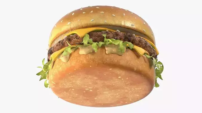 Sesame Bun Beef Burger 3D model 6
