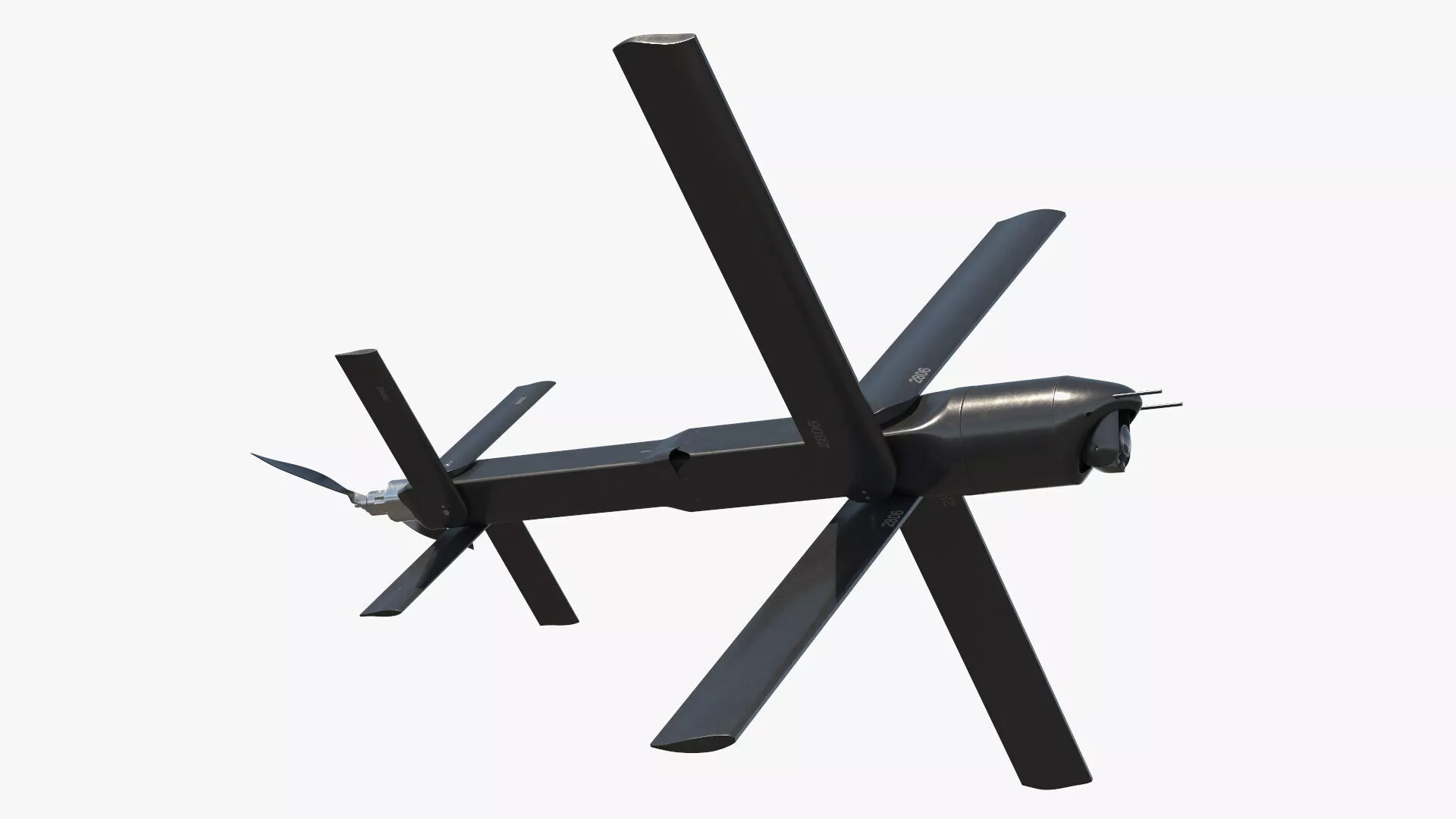 Military Loitering UAV System Black Rigged 3D model