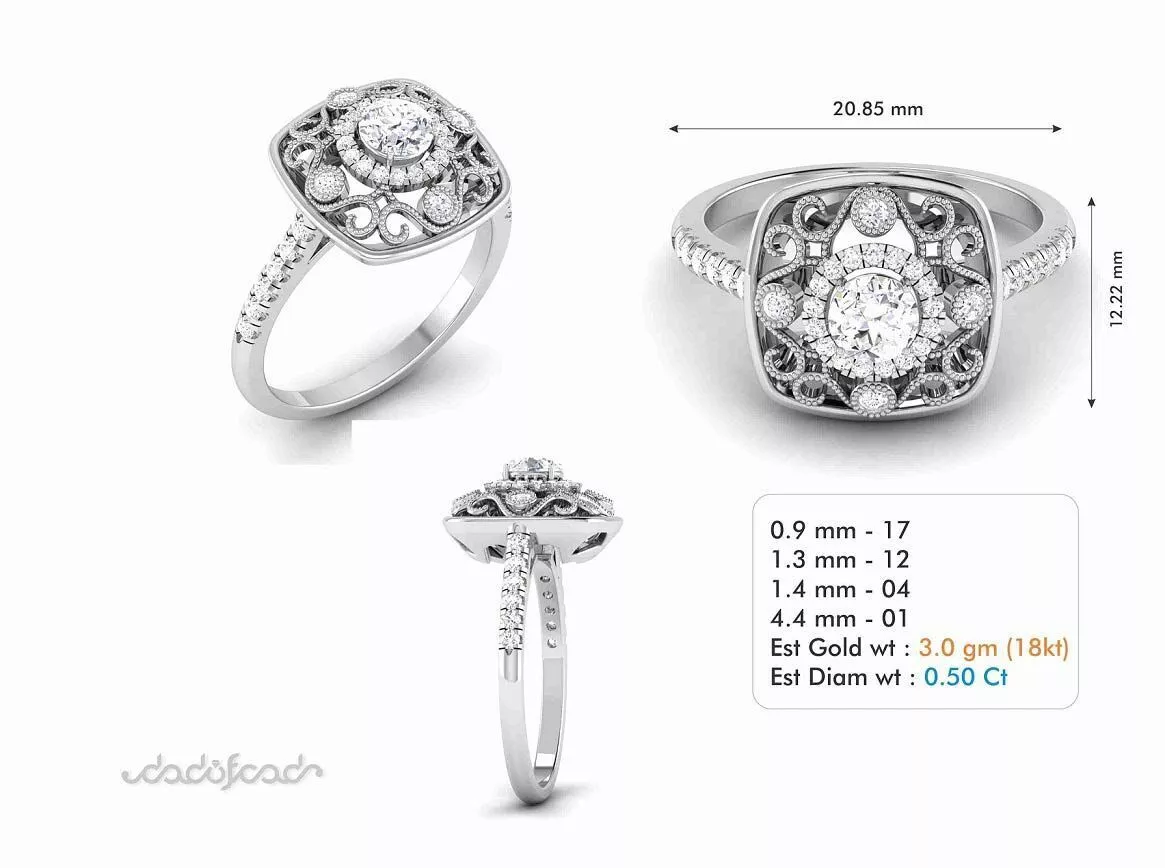 SILVER AND GOLD SOLITAIRE RING 3D print model