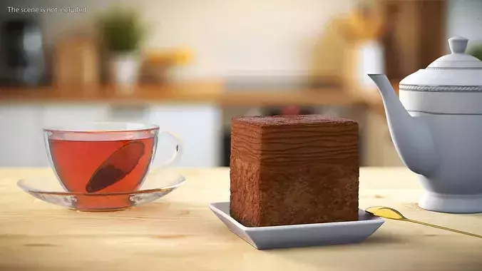 Cube Croissant Pastry Plain 3D model 2