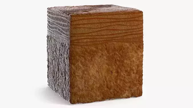 Cube Croissant Pastry Plain 3D model 4