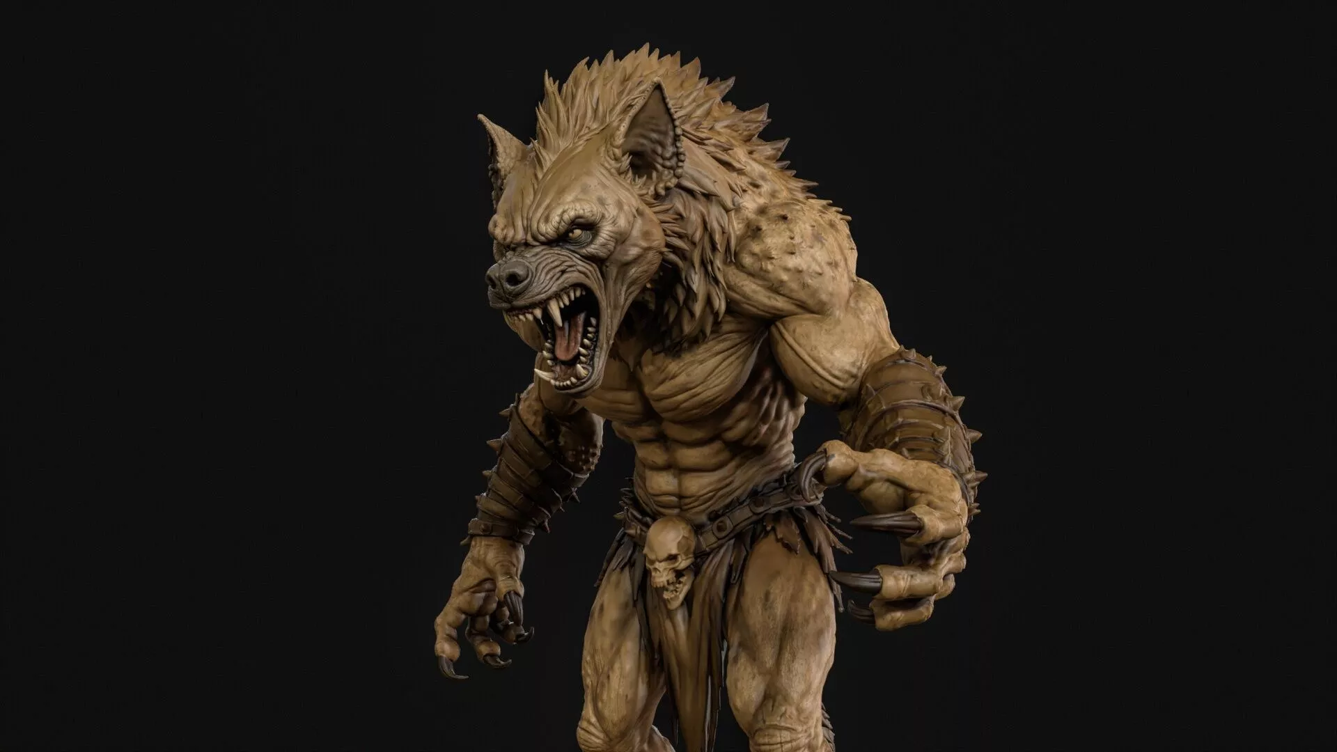 Fierce Hyena Beast 3D Print Ready 3D print model