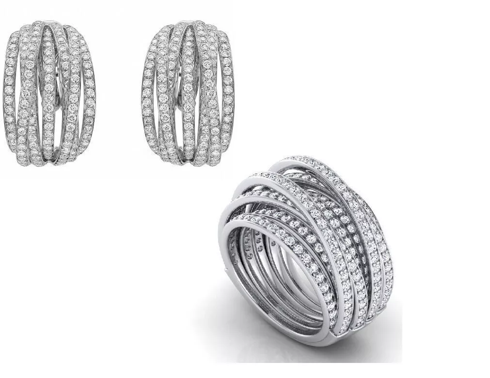 De GRISOGONO set ring and Earrings diamond 3D print model 3D print model