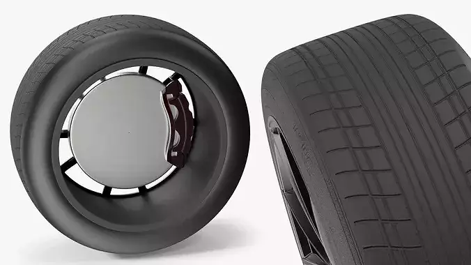 Sport Wheel with Brake Caliper Black Red 3D model 6