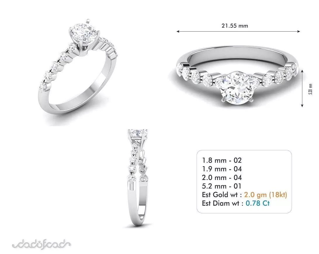 SILVER AND GOLD SOLITAIRE RING 3D print model